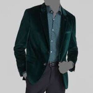 Hugo Boss Mens Modern-Fit Velvet Sport Dark Green 46R